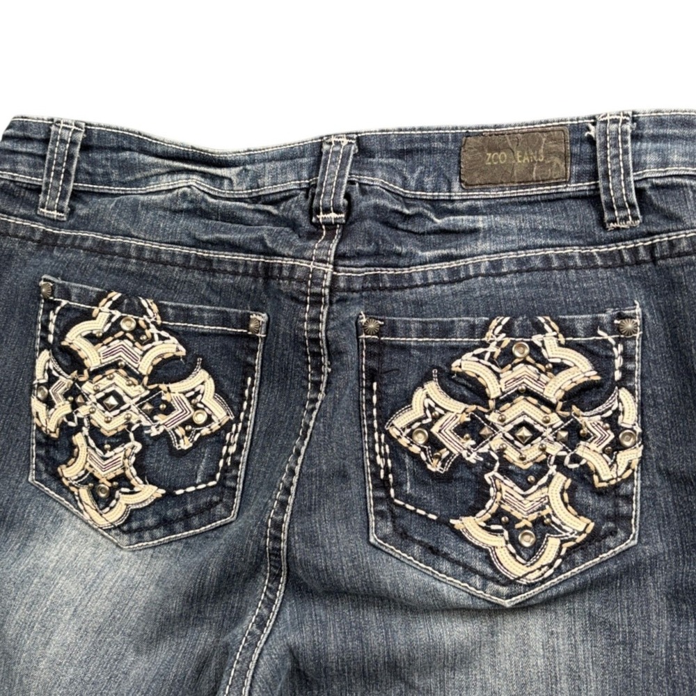 ZCO Y2K McBling Low Rise Bootcut Jeans 16 Studded Embroidered Western